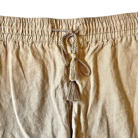Time and Tru Shorts XXL Brown Linen Blend Elastic Drawstring Waist Side Pockets - Picture 2 of 10